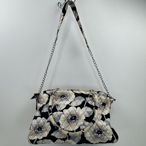 Vera Bradley Womens Black White Camellia Floral Quilted Purse Shoulder Bag - Picture 15 of 16